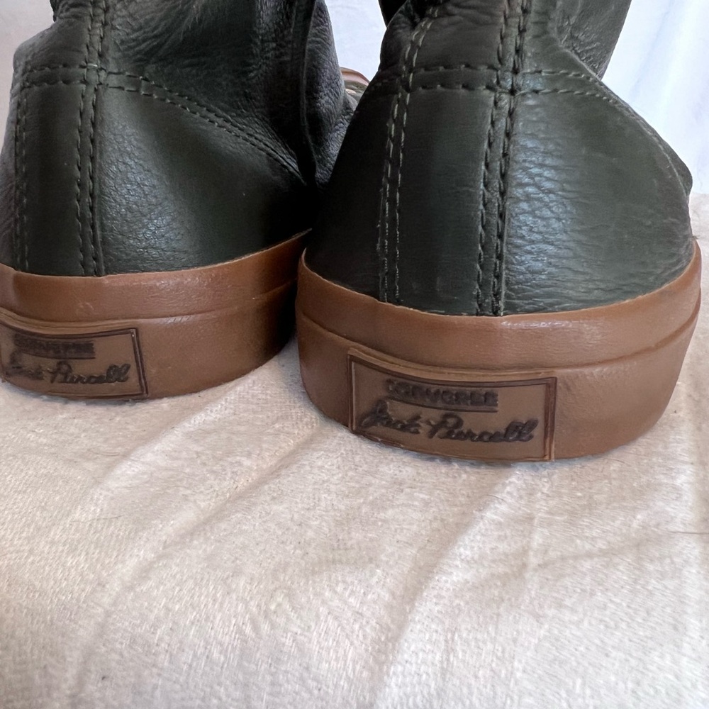Jack Percell Leather Converse Dark Green and Brown High-Top Sneakers - Picture 5 of 10